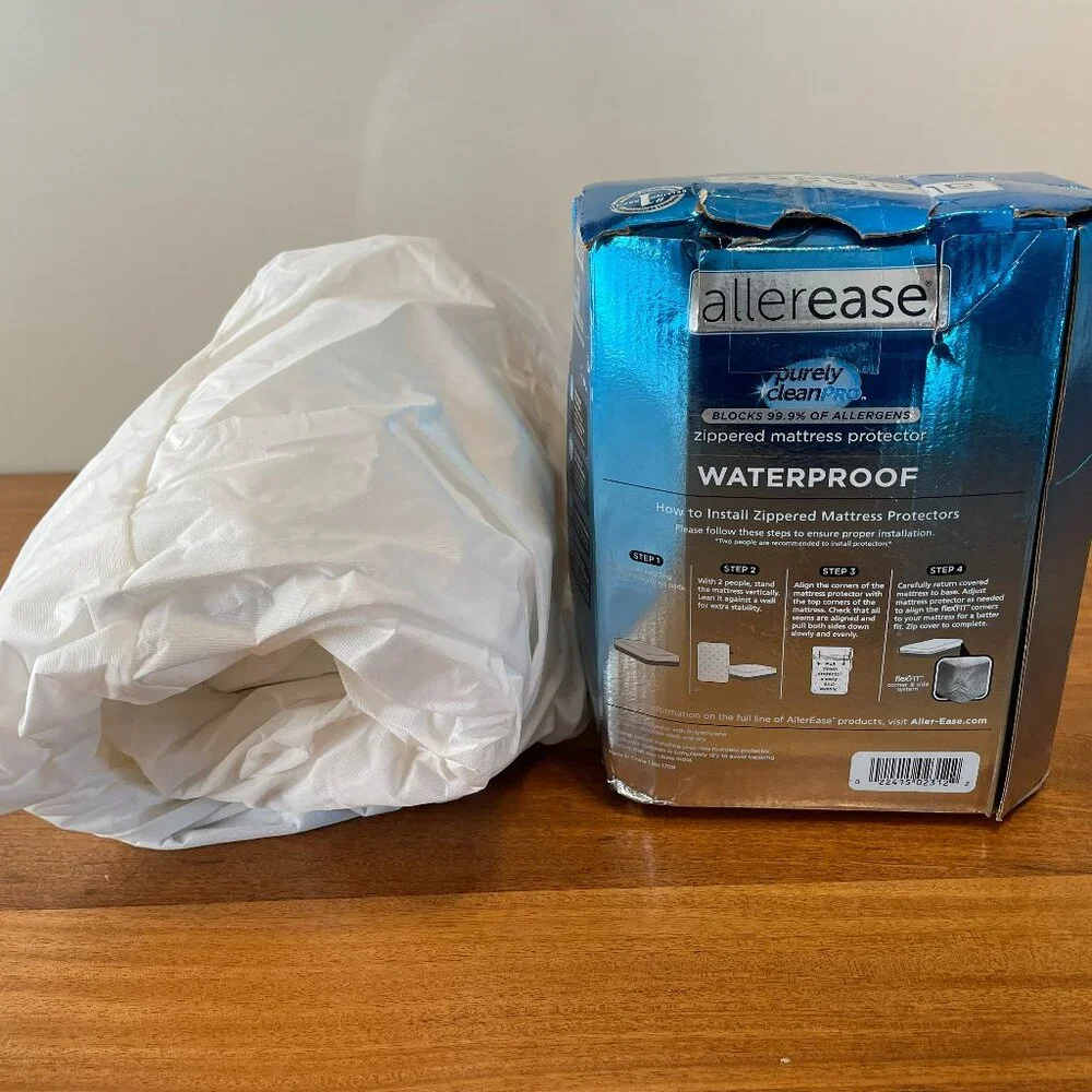 NEW AllerEase Waterproof FULL Polyester Zip Allergy Mattress Protector, Warranty